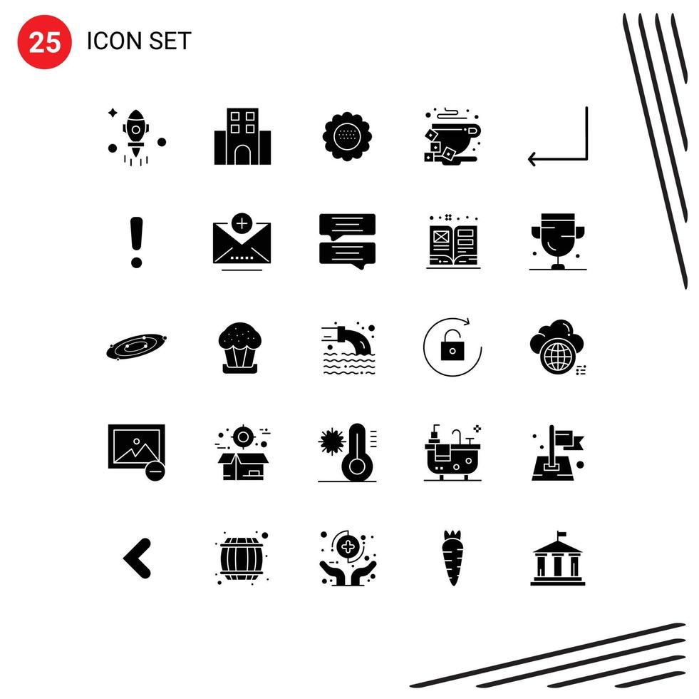 25 Thematic Vector Solid Glyphs and Editable Symbols of bean coffee travelling break nature Editable Vector Design Elements