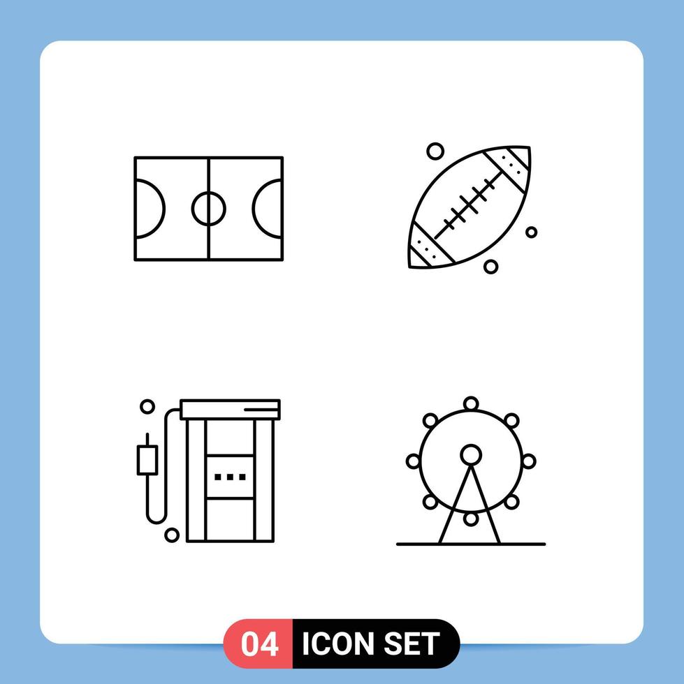 Pictogram Set of 4 Simple Filledline Flat Colors of basket gas station ball usa travel Editable Vector Design Elements