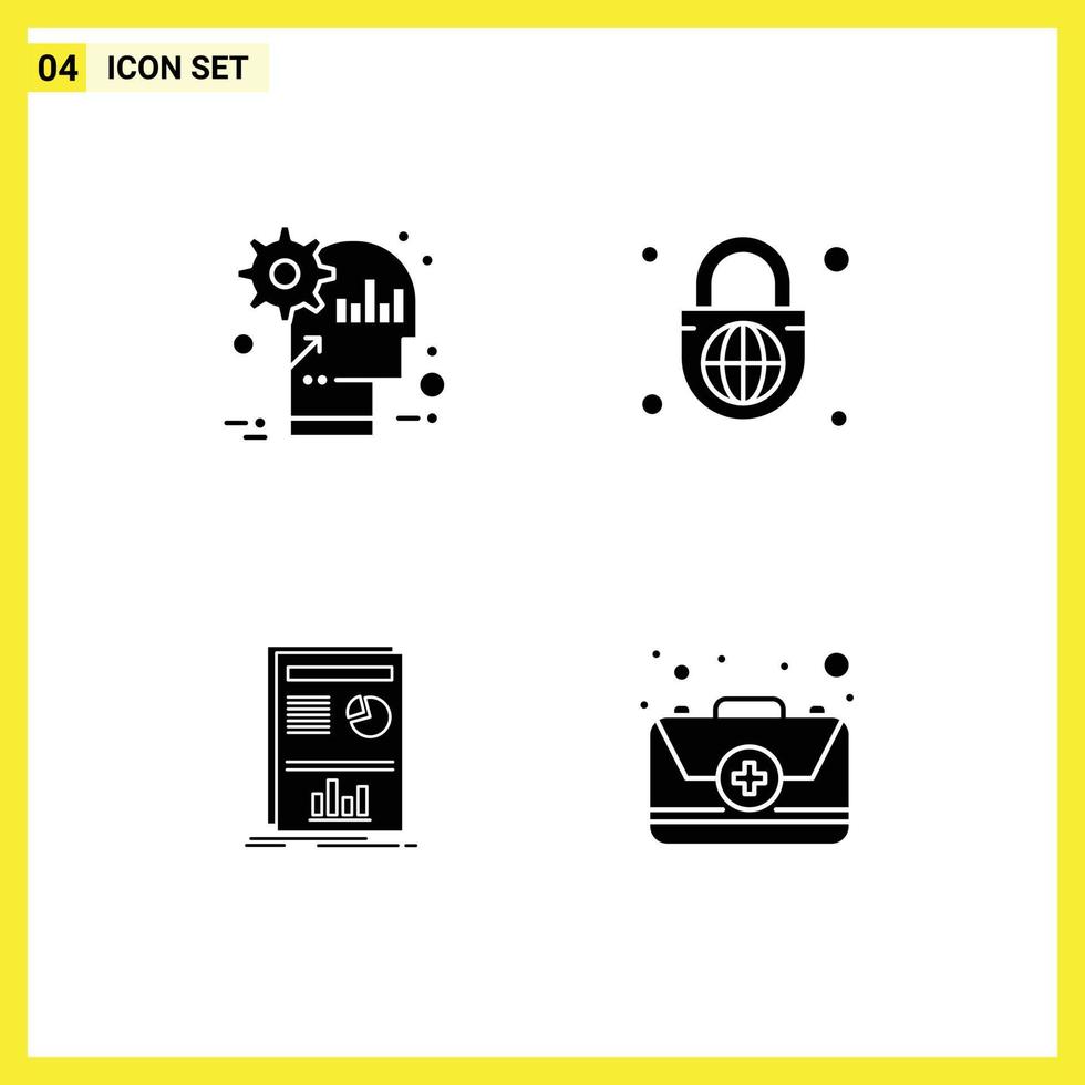 Solid Glyph concept for Websites Mobile and Apps brain presentation product globe graph Editable Vector Design Elements