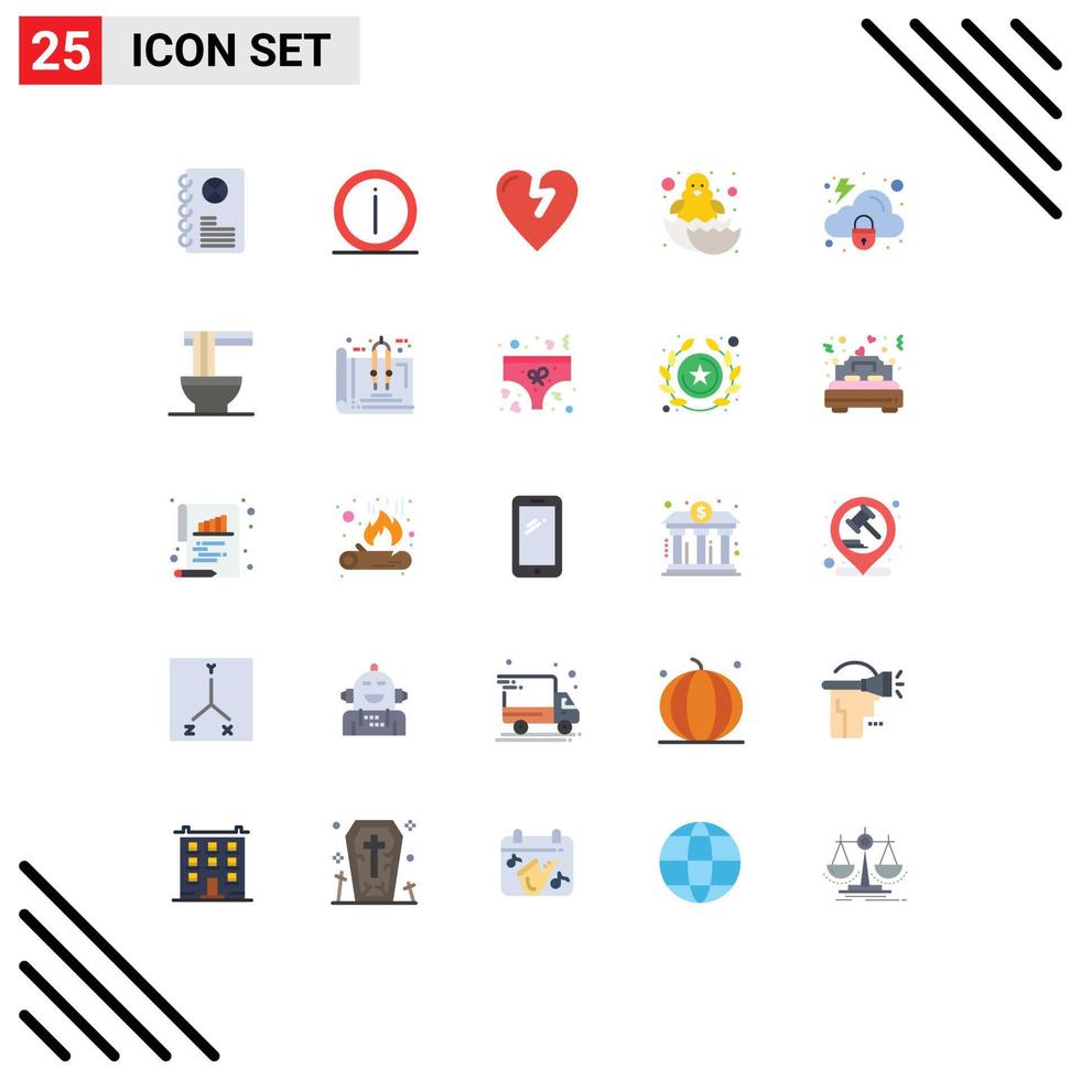 Group of 25 Flat Colors Signs and Symbols for lock happy baby information easter baby Editable Vector Design Elements