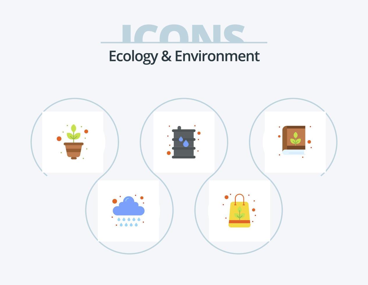 Ecology And Environment Flat Icon Pack 5 Icon Design. knowledge. education. plant. oil. energy vector