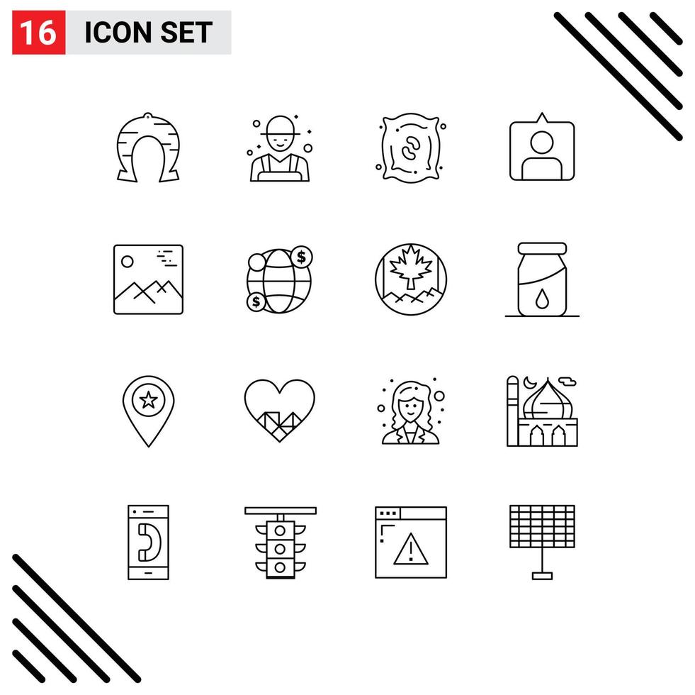 16 Thematic Vector Outlines and Editable Symbols of image sets rancher instagram seeds Editable Vector Design Elements