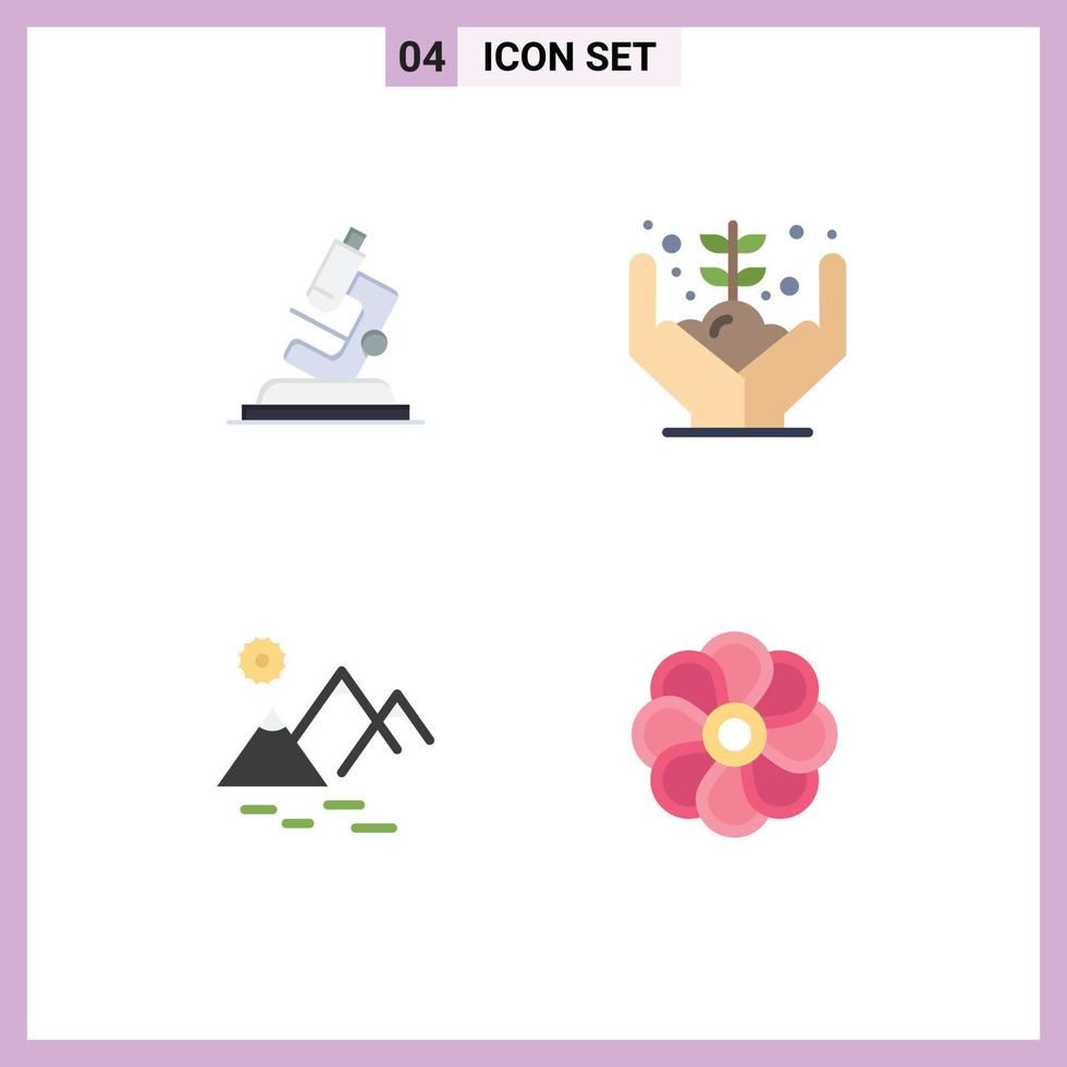 User Interface Pack of 4 Basic Flat Icons of lab mountain zoom money farming Editable Vector Design Elements