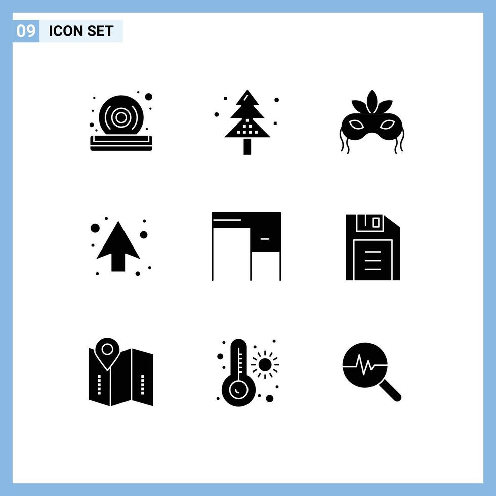 9 Universal Solid Glyphs Set for Web and Mobile Applications desk up tree arrows mardigras Editable Vector Design Elements