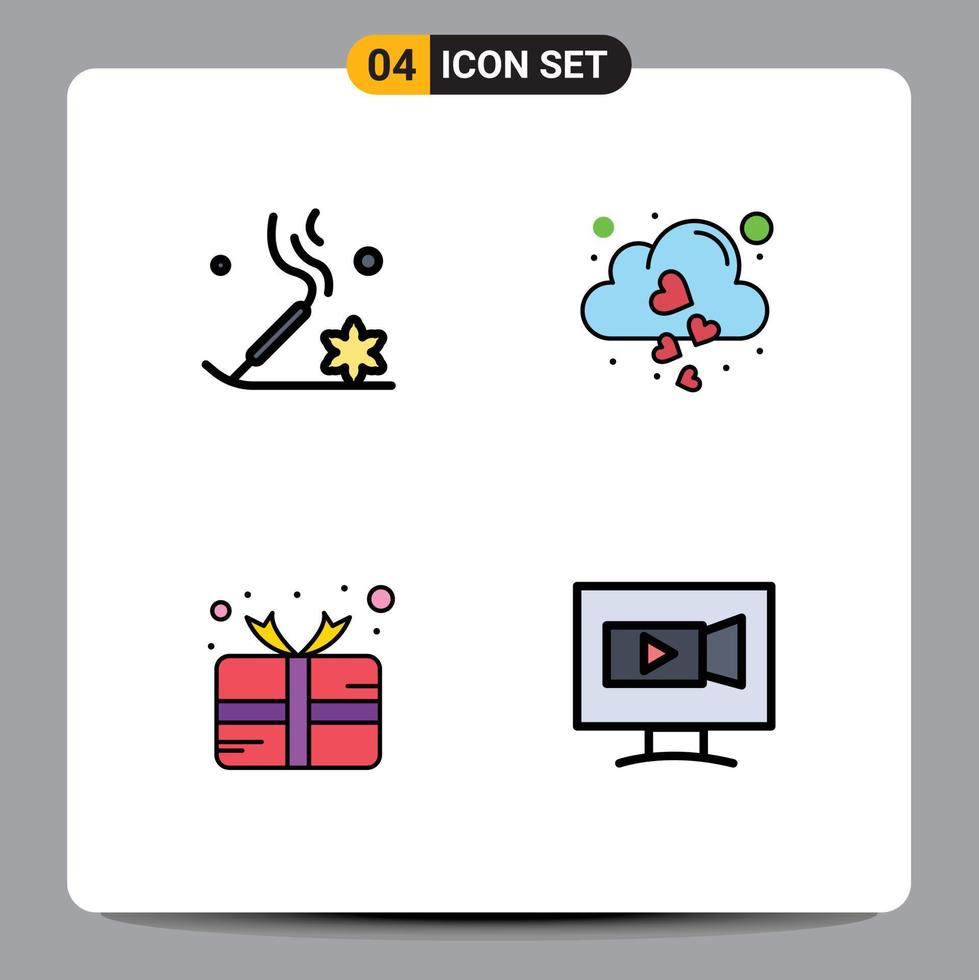 Set of 4 Modern UI Icons Symbols Signs for aromatherapy gift relaxation love prize Editable Vector Design Elements