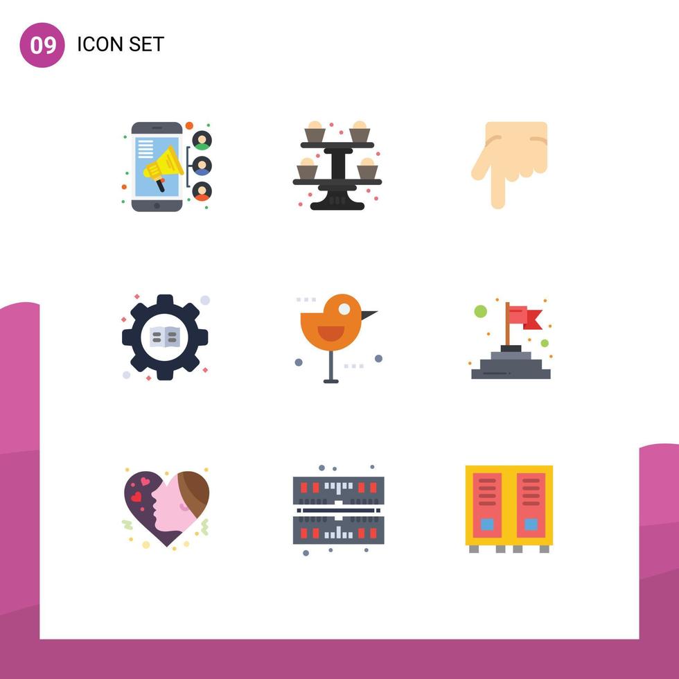 9 Creative Icons Modern Signs and Symbols of sparrow autumn finger book gear Editable Vector Design Elements