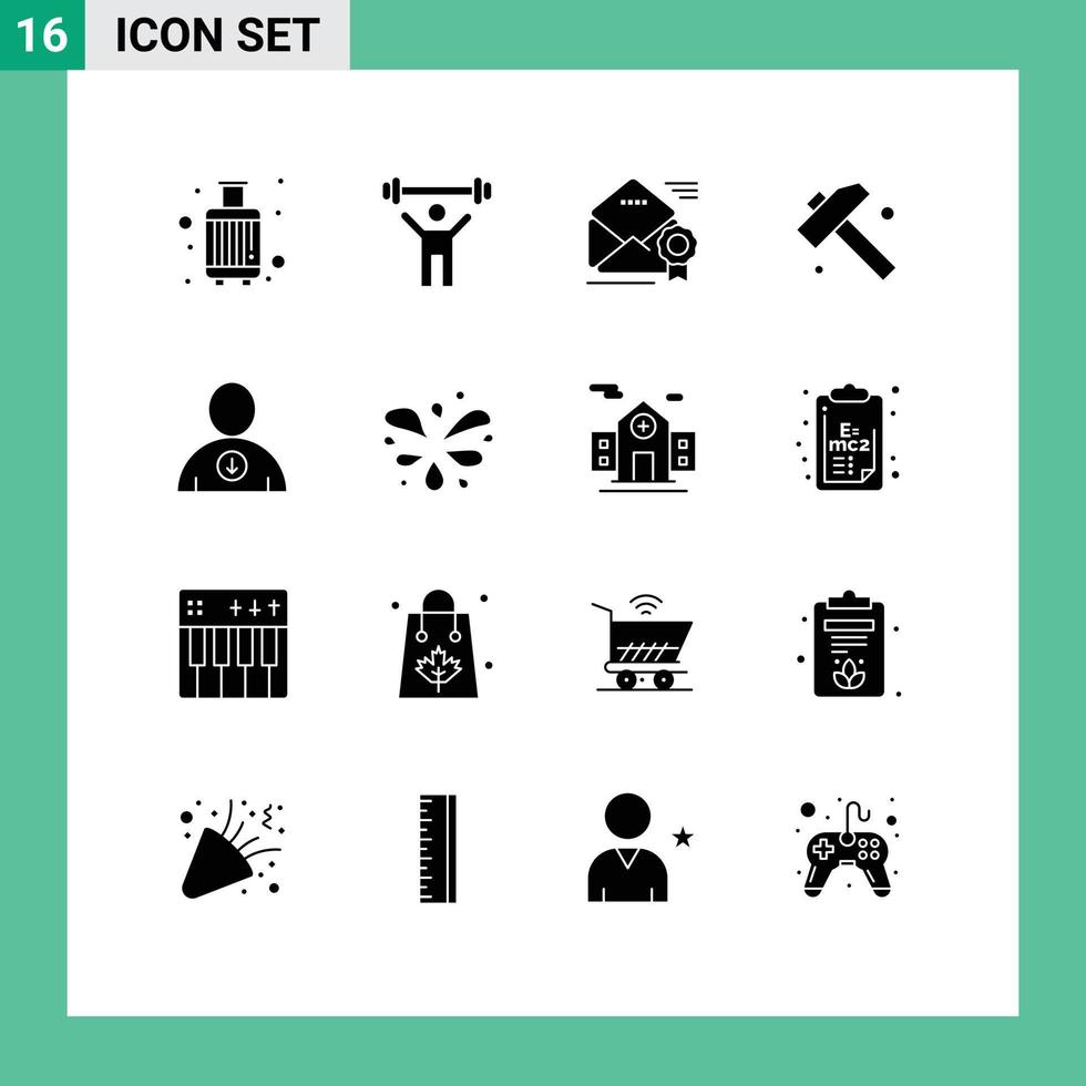 16 Thematic Vector Solid Glyphs and Editable Symbols of down hammer weight construction offer Editable Vector Design Elements
