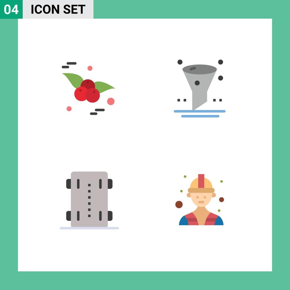 4 User Interface Flat Icon Pack of modern Signs and Symbols of cherry sport browser ui skateboard Editable Vector Design Elements
