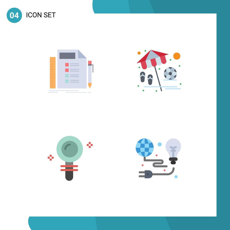 Group of 4 Modern Flat Icons Set for business search planning umbrella find Editable Vector Design Elements