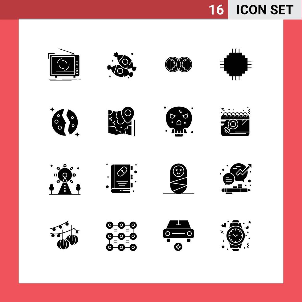 dieciséis creativo íconos moderno señales y símbolos de electrónico dispositivos dulces chip duplicar editable vector diseño elementos