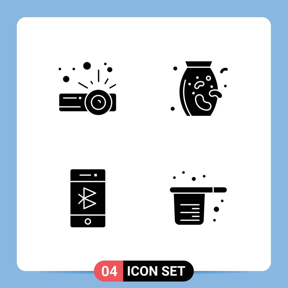 Modern Set of 4 Solid Glyphs and symbols such as device mobile nuts bluetooth baking Editable Vector Design Elements