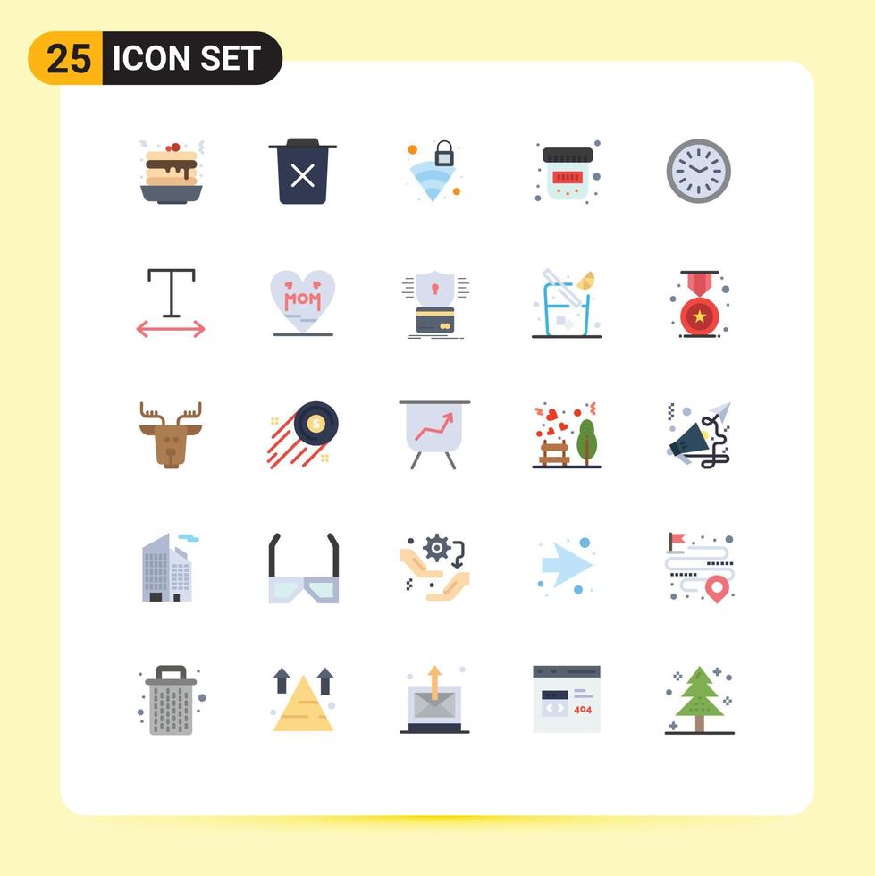 Flat Color Pack of 25 Universal Symbols of dinner medical trash drugs wifi Editable Vector Design Elements