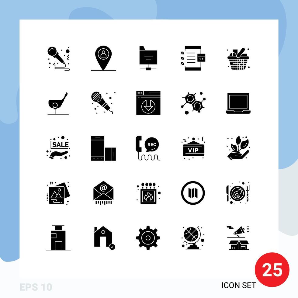 Set of 25 Modern UI Icons Symbols Signs for shopping cart folder device develop Editable Vector Design Elements