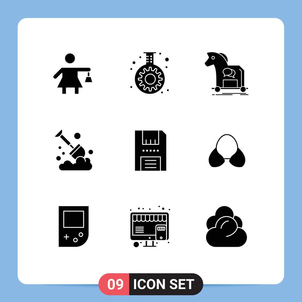 9 Creative Icons Modern Signs and Symbols of disc spade horse farming agriculture Editable Vector Design Elements