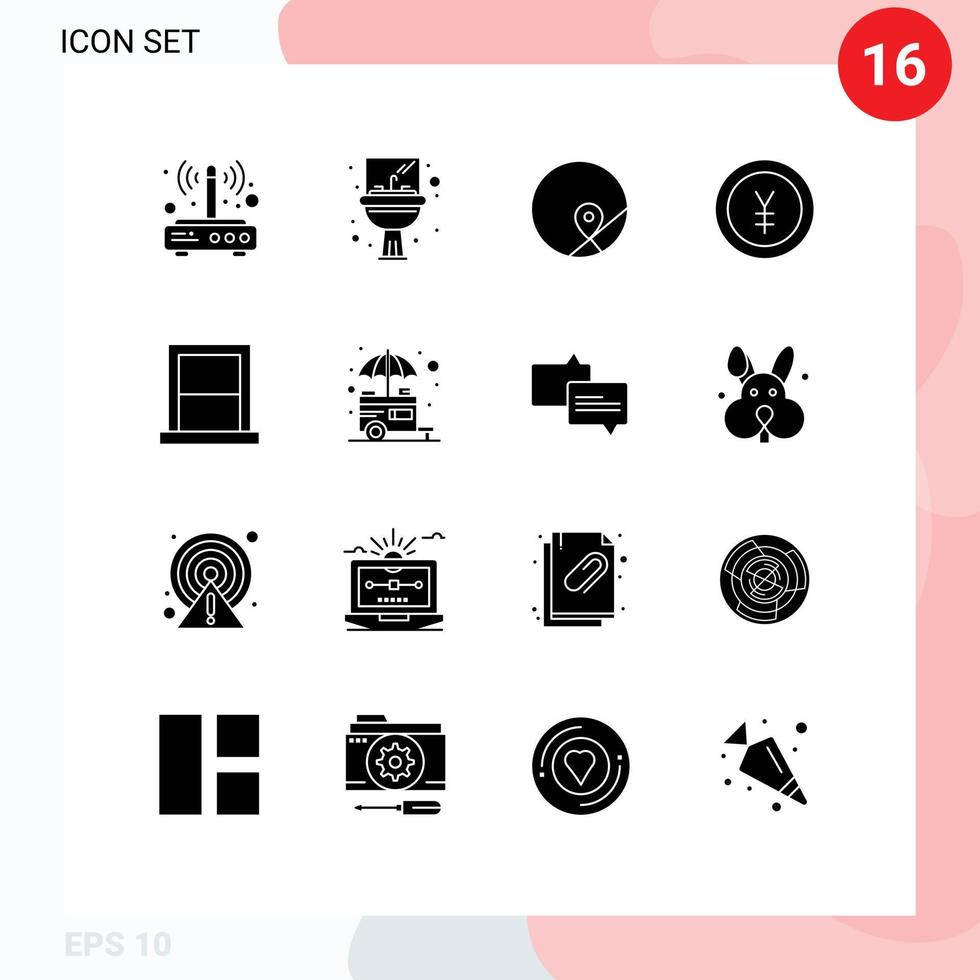 Pack of 16 creative Solid Glyphs of appliances money mirror finance map Editable Vector Design Elements