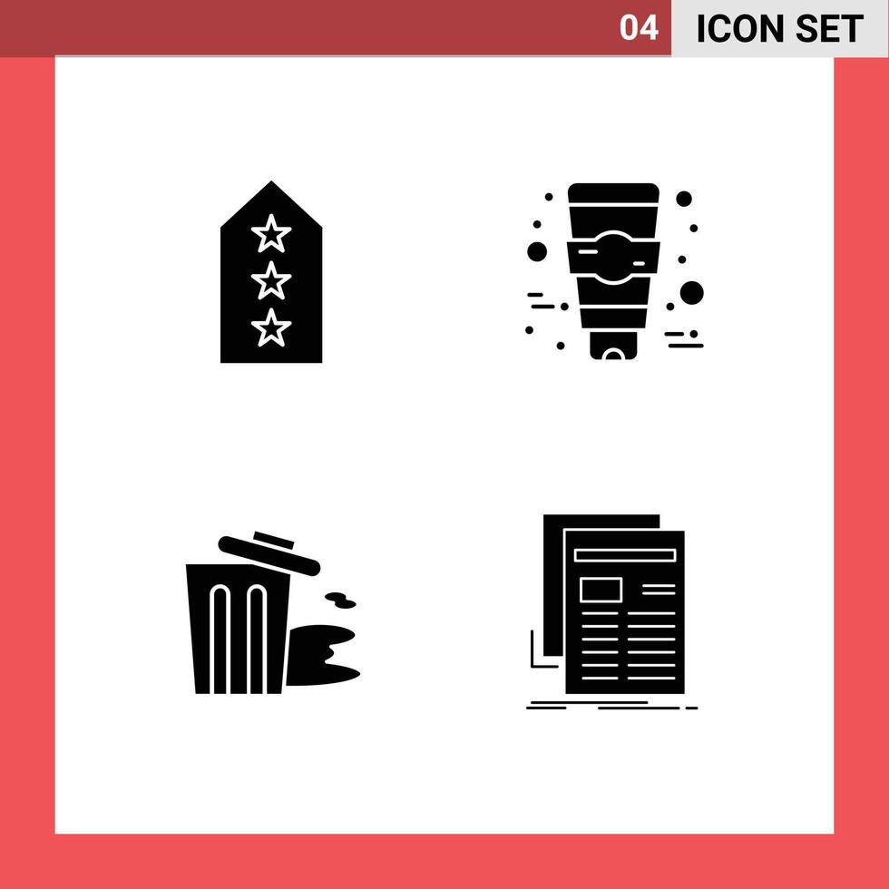 Universal Solid Glyphs Set for Web and Mobile Applications military garbage tag face trash Editable Vector Design Elements