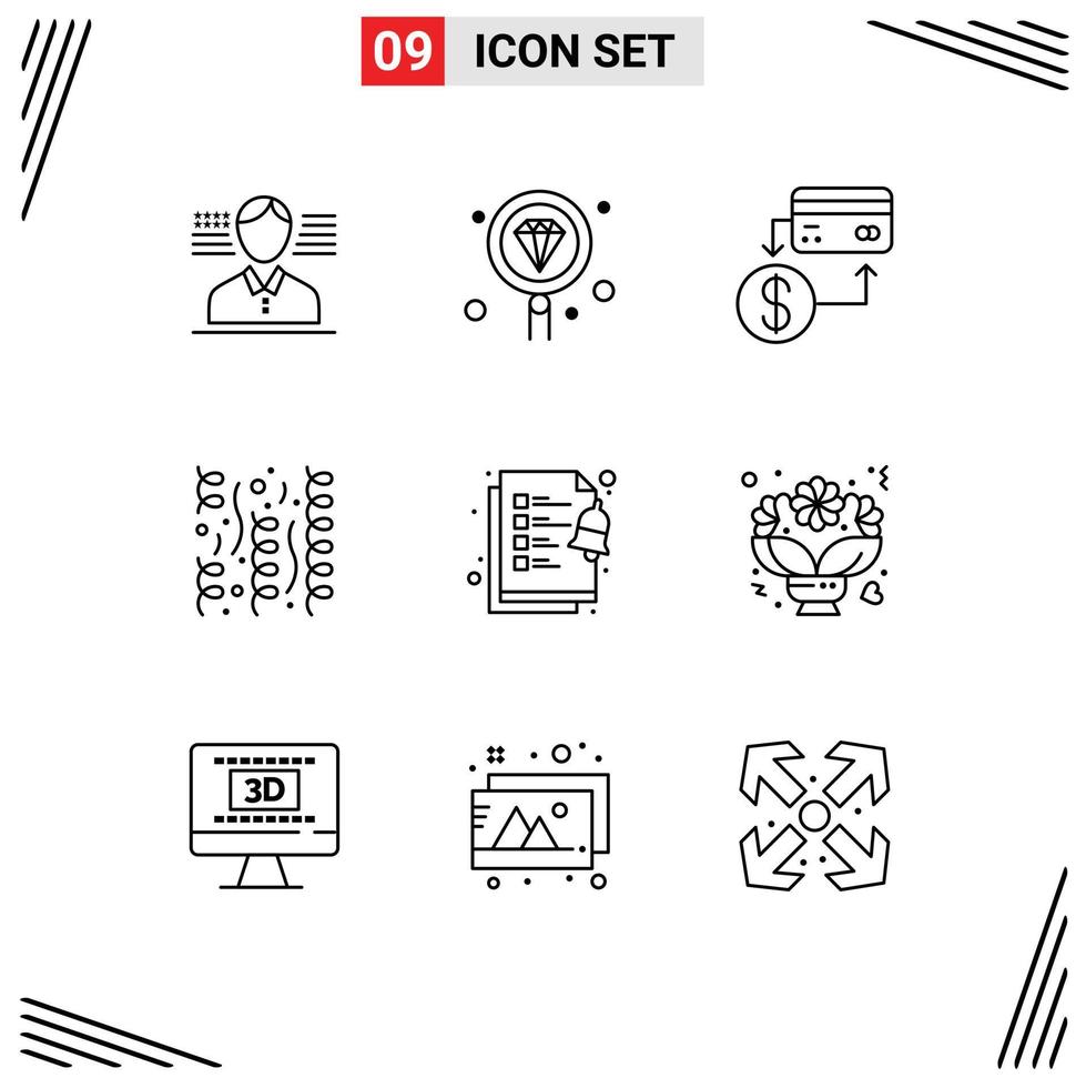 9 Creative Icons Modern Signs and Symbols of checklist party accounting fireworks marketing Editable Vector Design Elements