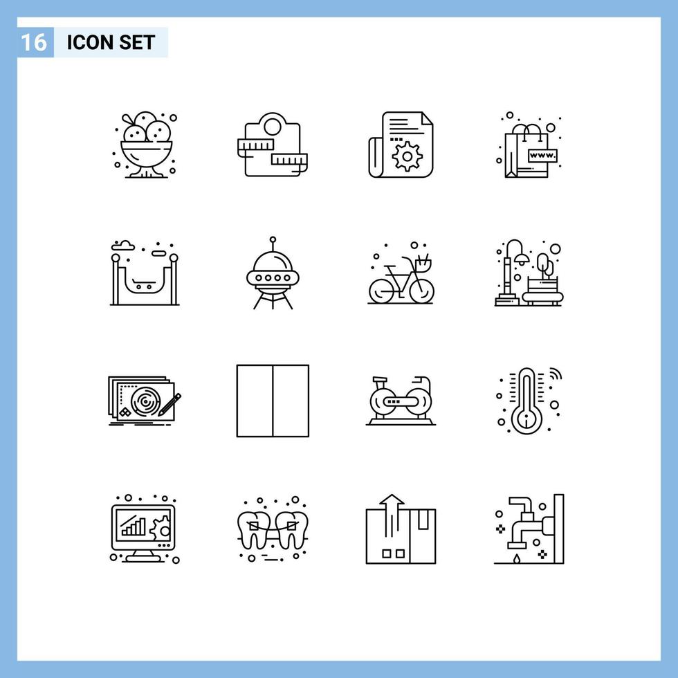 Set of 16 Commercial Outlines pack for city web sport online tools Editable Vector Design Elements