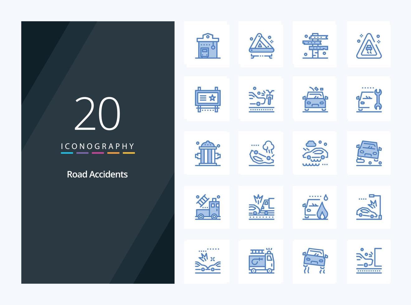 20 Road Accidents Blue Color icon for presentation vector