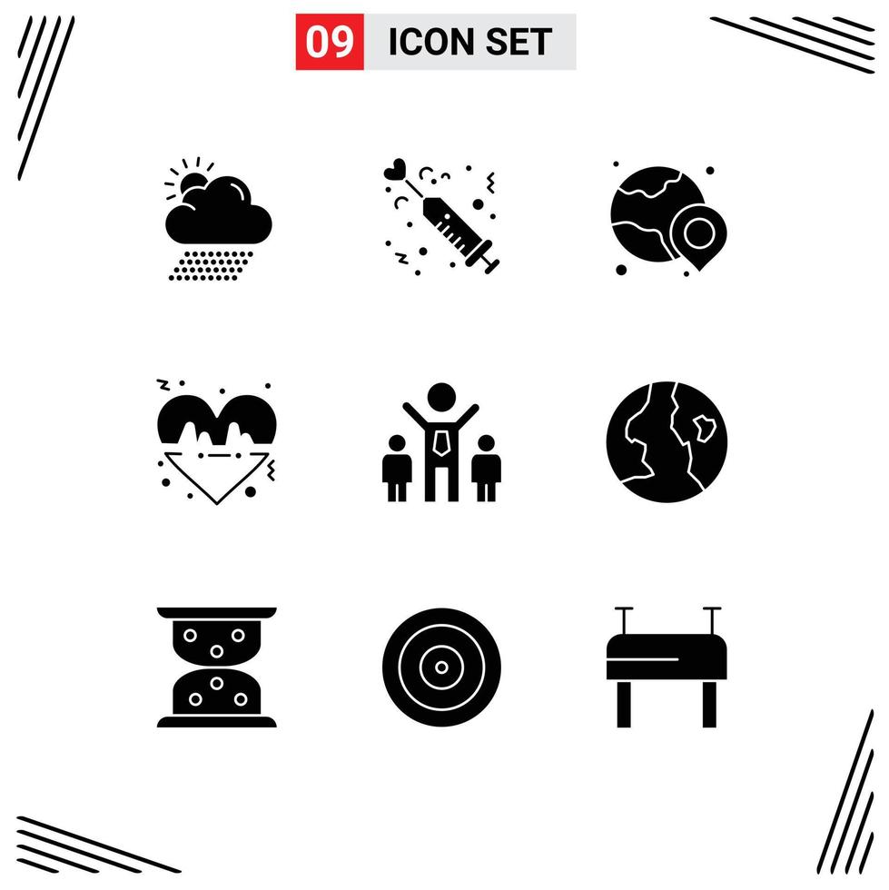 Pictogram Set of 9 Simple Solid Glyphs of company line medicine heart shopping Editable Vector Design Elements