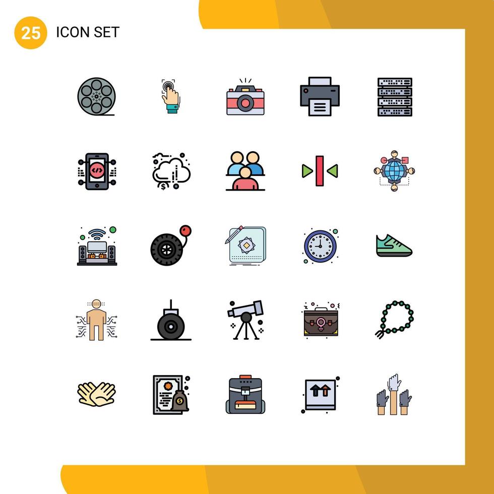 User Interface Pack of 25 Basic Filled line Flat Colors of user interface scanner basic photo Editable Vector Design Elements