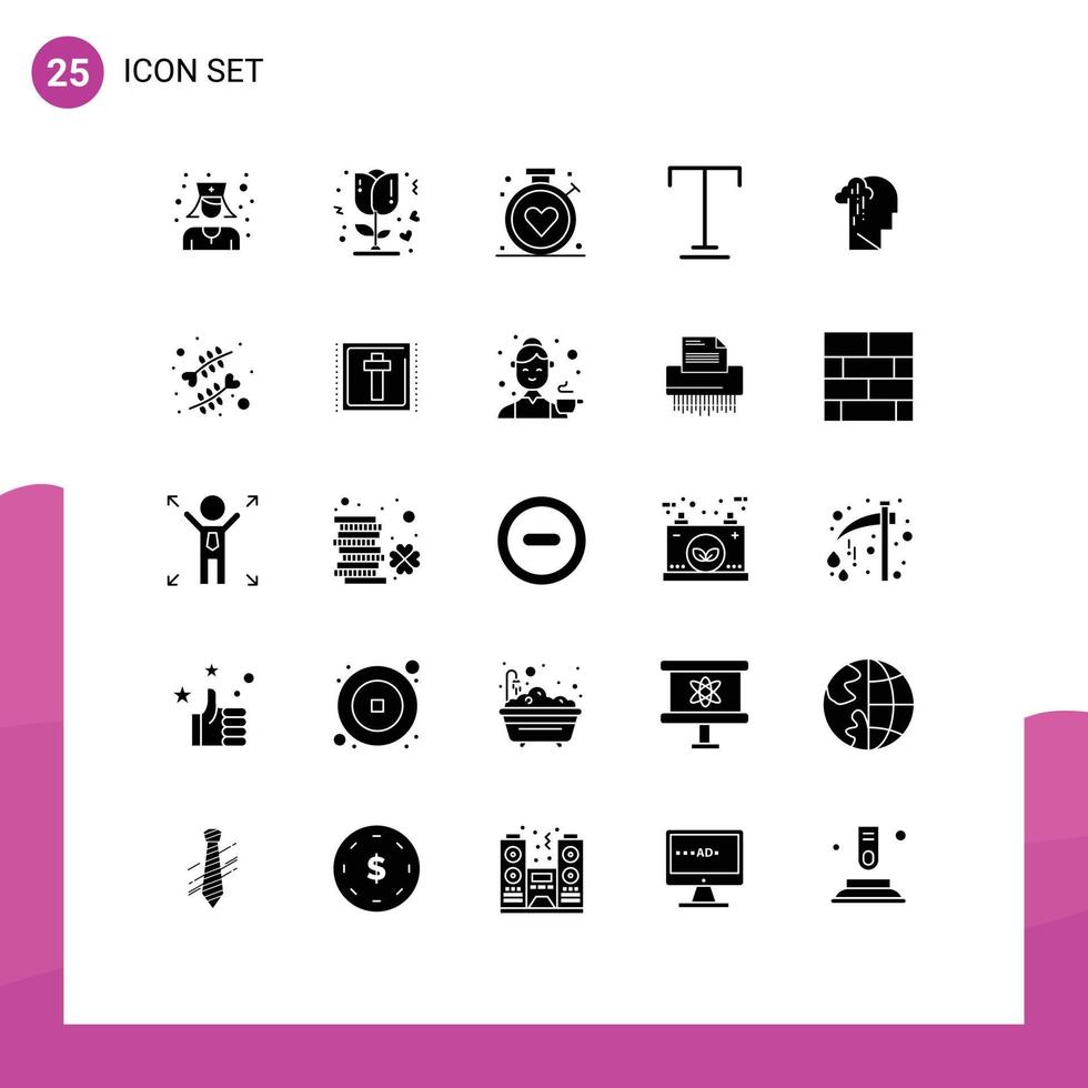 Set of 25 Modern UI Icons Symbols Signs for melancholy grief healthcare depression text Editable Vector Design Elements