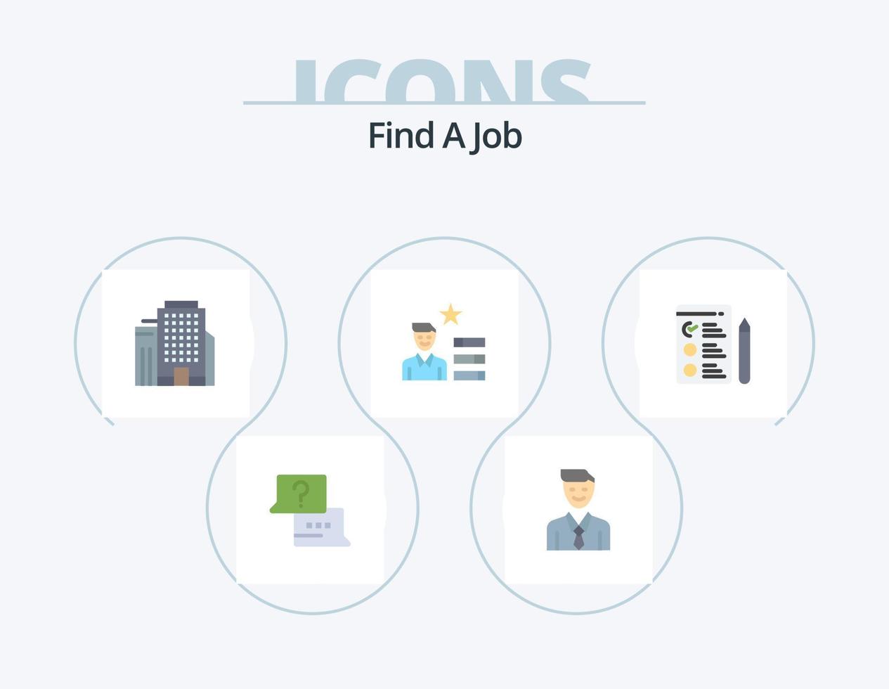 Find A Job Flat Icon Pack 5 Icon Design. job. personal. selection. magnifier. find job vector