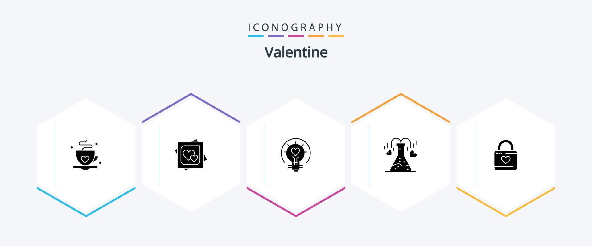 Valentine 25 Glyph icon pack including bulb. day. card. valentines. proposal vector