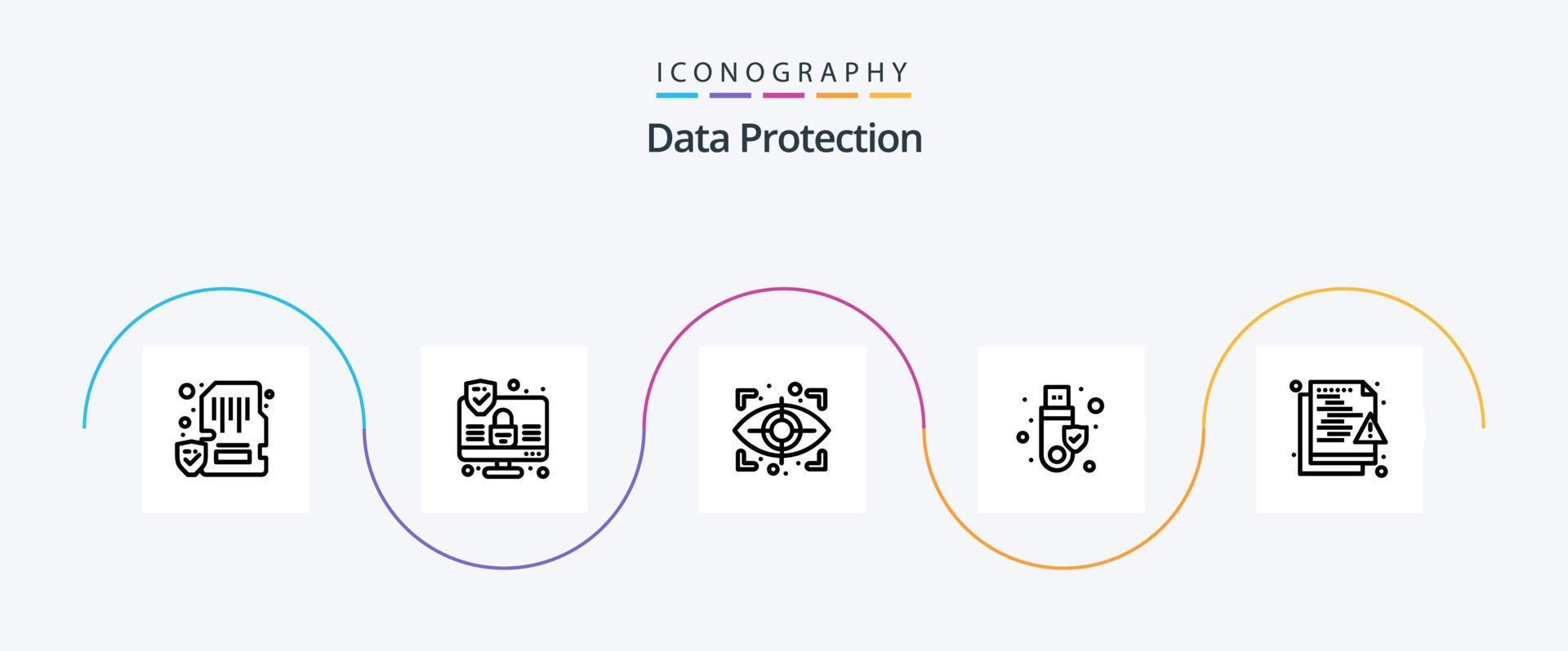 datos proteccion línea 5 5 icono paquete incluso red. archivo. ojo. USB. firma vector