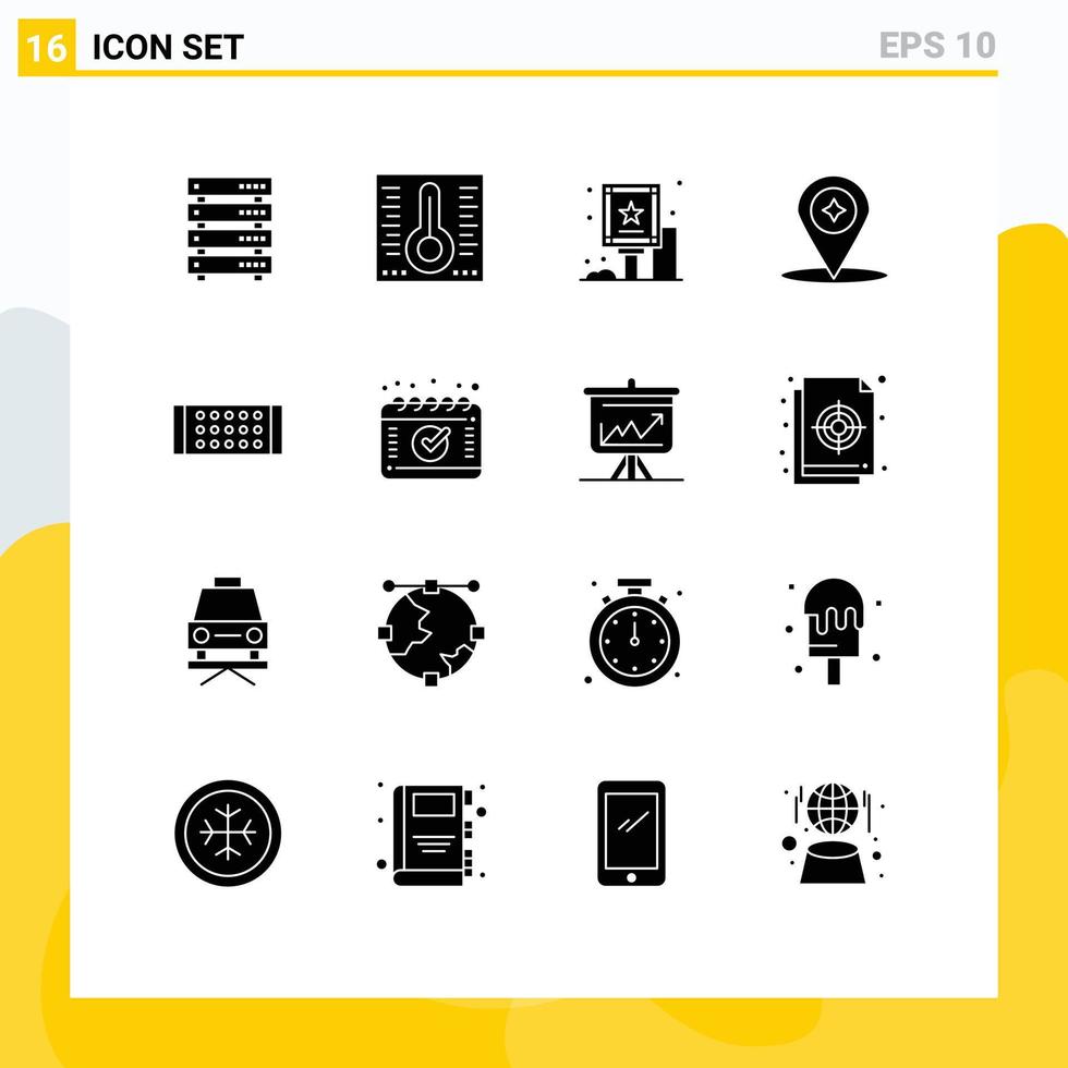Pictogram Set of 16 Simple Solid Glyphs of led location advertisement navigation map Editable Vector Design Elements