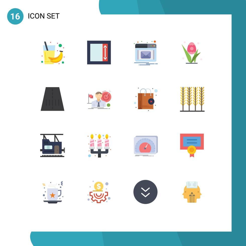 Modern Set of 16 Flat Colors Pictograph of transport road email easter grass Editable Pack of Creative Vector Design Elements