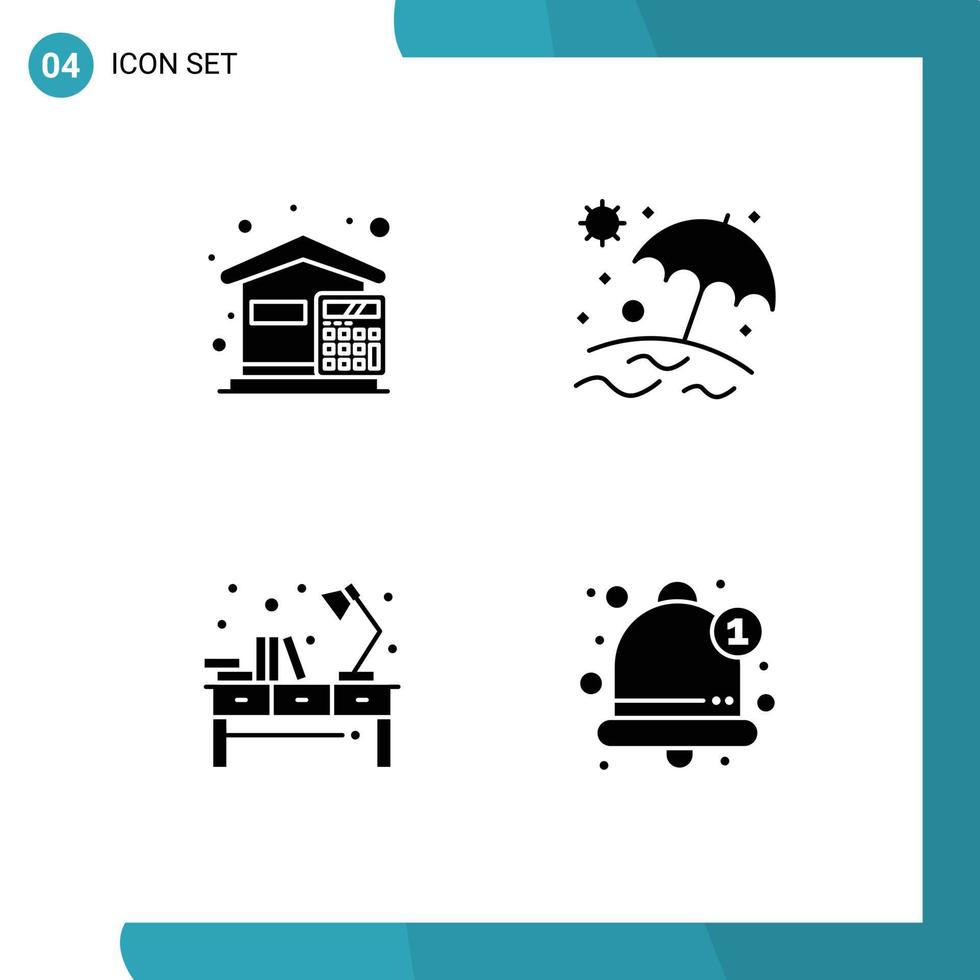 Universal Icon Symbols Group of 4 Modern Solid Glyphs of bills light expenses umbrella office Editable Vector Design Elements