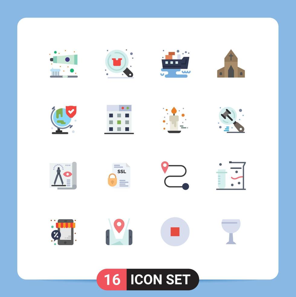 16 User Interface Flat Color Pack of modern Signs and Symbols of world easter shopping house waste Editable Pack of Creative Vector Design Elements