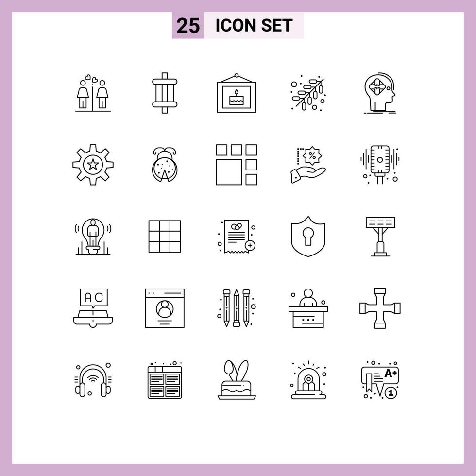 Line Pack of 25 Universal Symbols of future advanced birthday work fire Editable Vector Design Elements