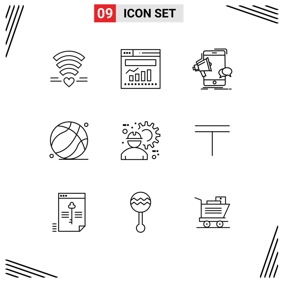 Set of 9 Vector Outlines on Grid for architect father bullhorn dad promotion Editable Vector Design Elements