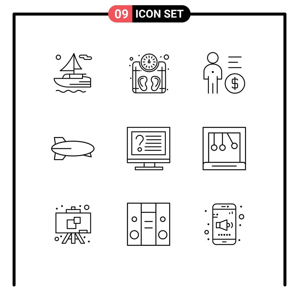 Outline Pack of 9 Universal Symbols of contact vehicles management transportation balloon Editable Vector Design Elements