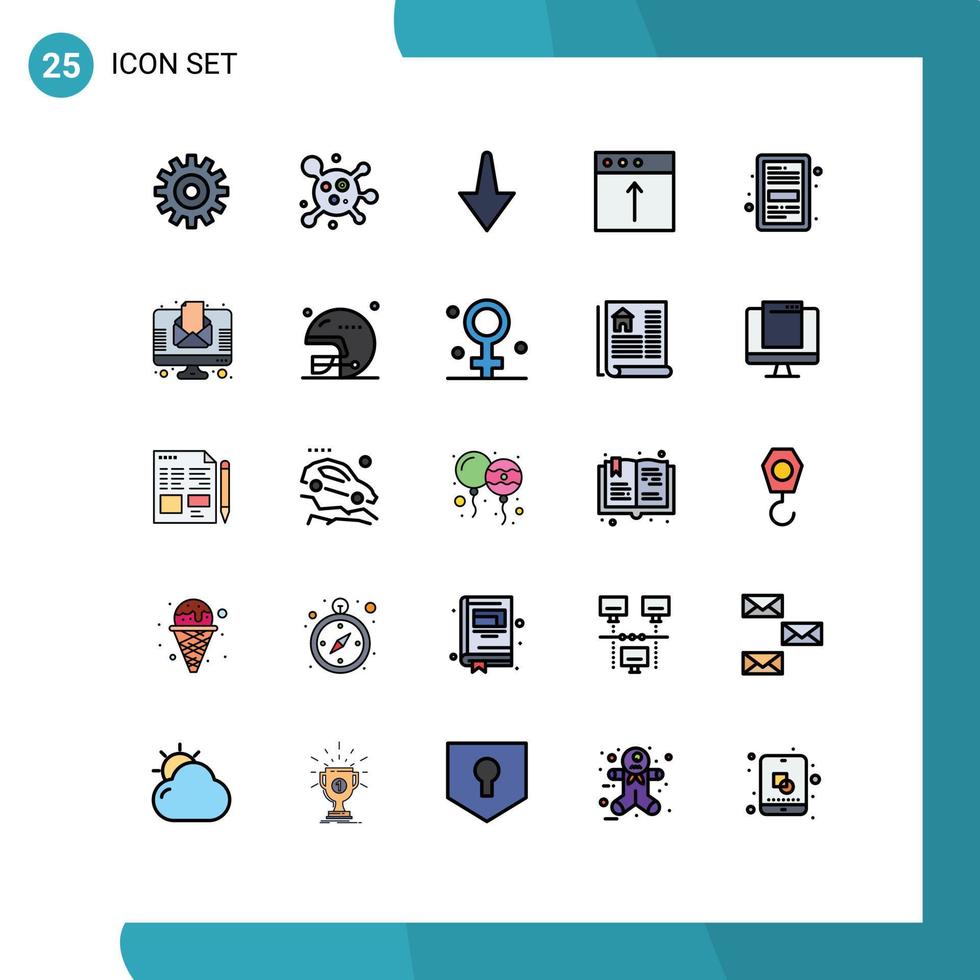 Stock Vector Icon Pack of 25 Line Signs and Symbols for learning education down ebook upload Editable Vector Design Elements