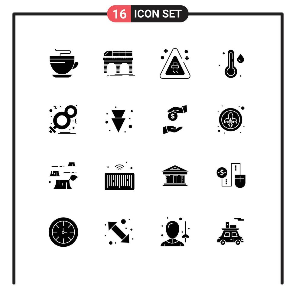 16 Solid Glyph concept for Websites Mobile and Apps female day transport weather rain Editable Vector Design Elements