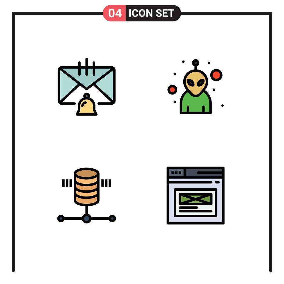 4 Creative Icons Modern Signs and Symbols of bell hosting email avatar web hosting Editable Vector Design Elements