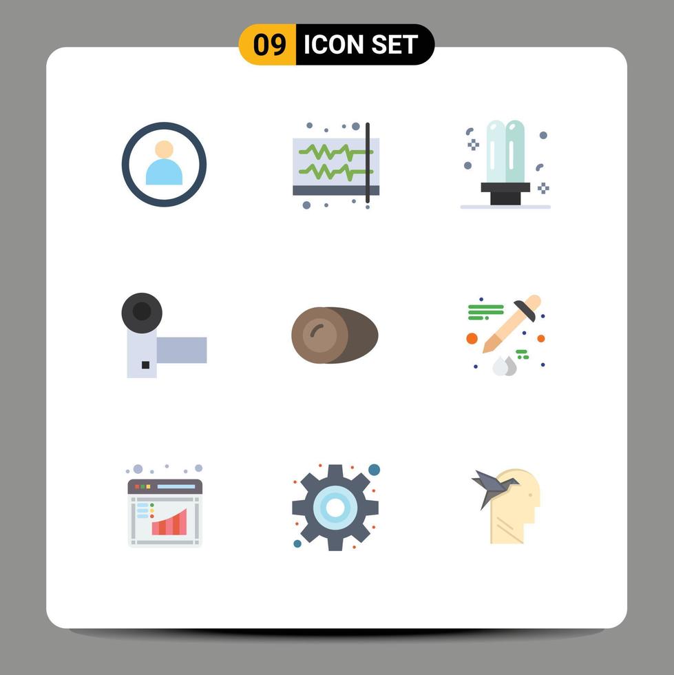 Universal Icon Symbols Group of 9 Modern Flat Colors of systems electronics bulb devices light Editable Vector Design Elements