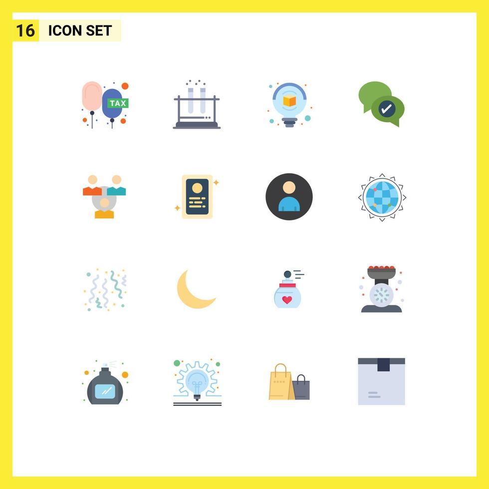 Group of 16 Modern Flat Colors Set for meeting chatting science mail chat Editable Pack of Creative Vector Design Elements