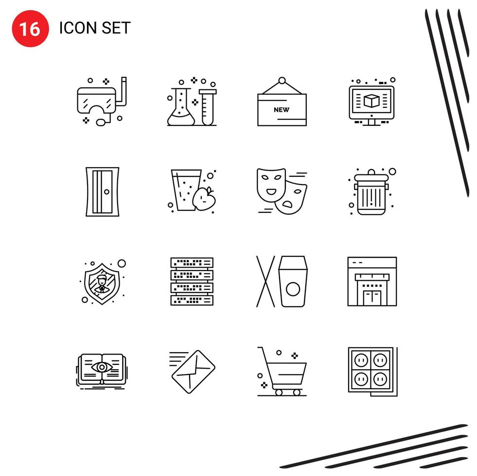 16 Creative Icons Modern Signs and Symbols of construction architecture chemical lab promotion new Editable Vector Design Elements