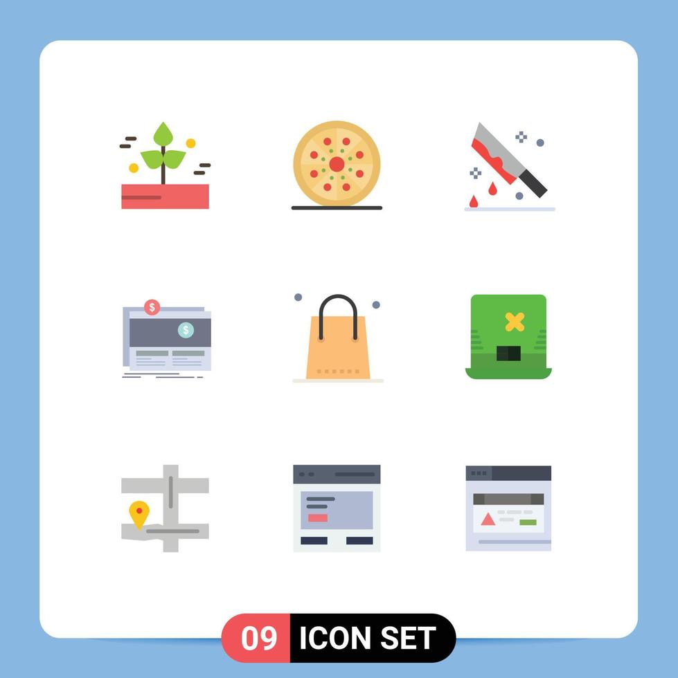 Universal Icon Symbols Group of 9 Modern Flat Colors of fundraising crowdfunding pizza murder horror Editable Vector Design Elements