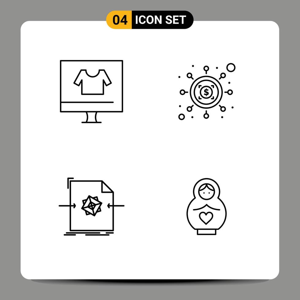 User Interface Pack of 4 Basic Filledline Flat Colors of apparel document ecommerce seo object Editable Vector Design Elements