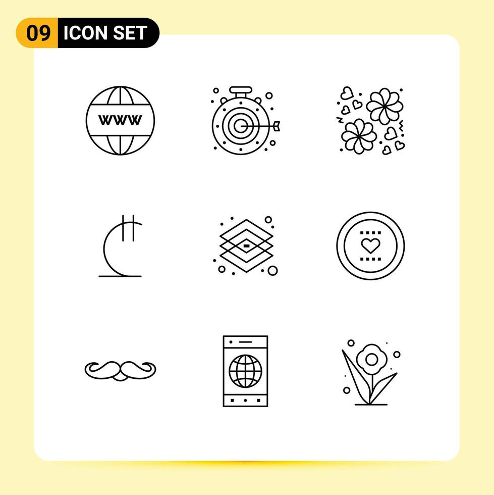 Universal Icon Symbols Group of 9 Modern Outlines of graphic creative flower georgian currency Editable Vector Design Elements