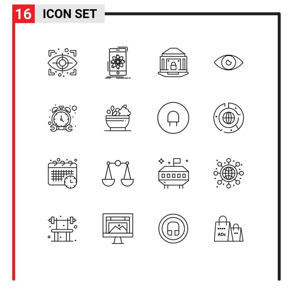 16 Universal Outlines Set for Web and Mobile Applications mobile design bank basic security Editable Vector Design Elements