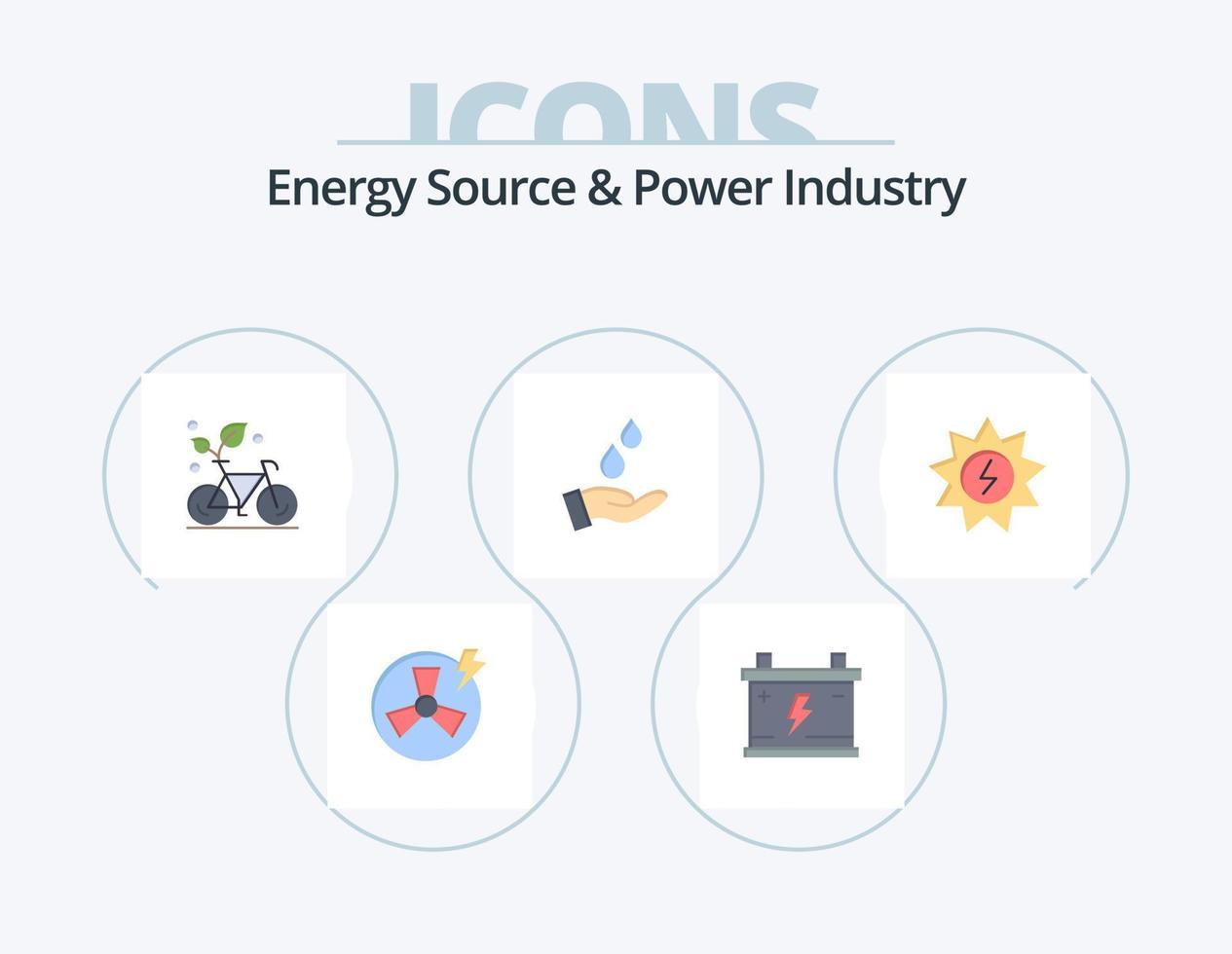 Energy Source And Power Industry Flat Icon Pack 5 Icon Design. energy. energy. cycle. water. environment vector