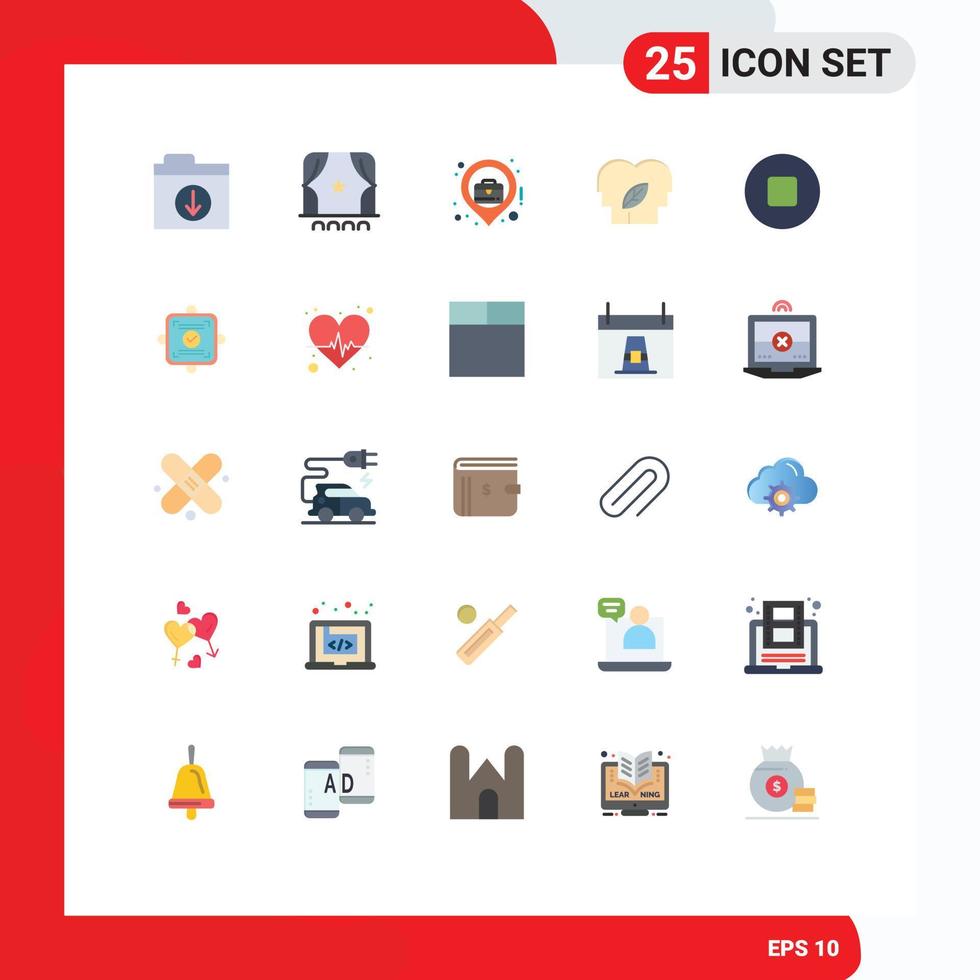 Modern Set of 25 Flat Colors and symbols such as ok multimedia location mind eco mind Editable Vector Design Elements