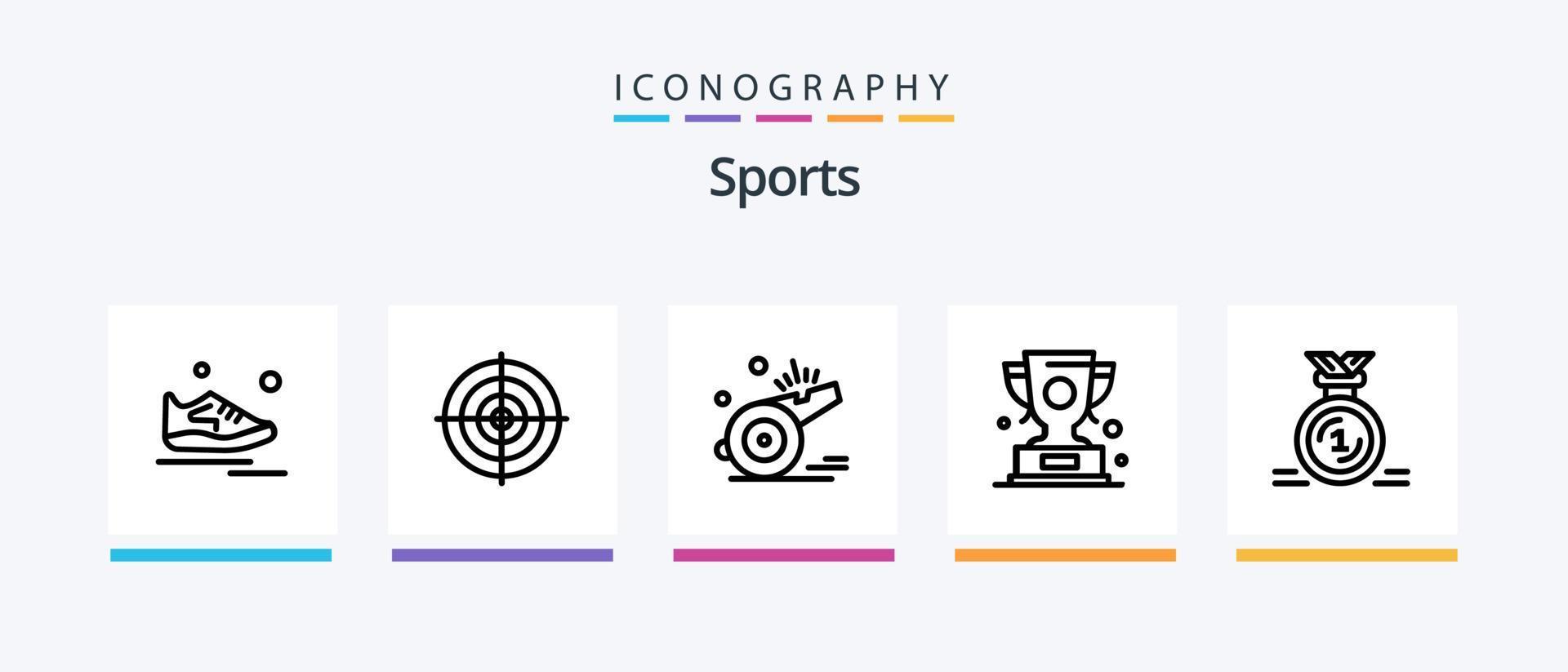 Sports Line 5 Icon Pack Including strategy. target. ribbon. ice hockey. winter. Creative Icons Design vector