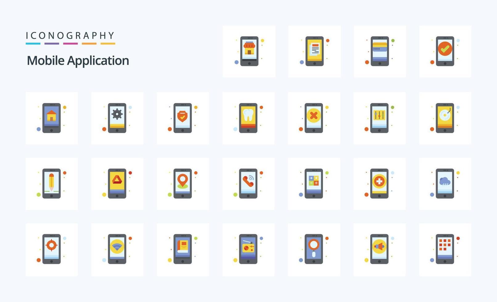 25 Mobile Application Flat color icon pack vector